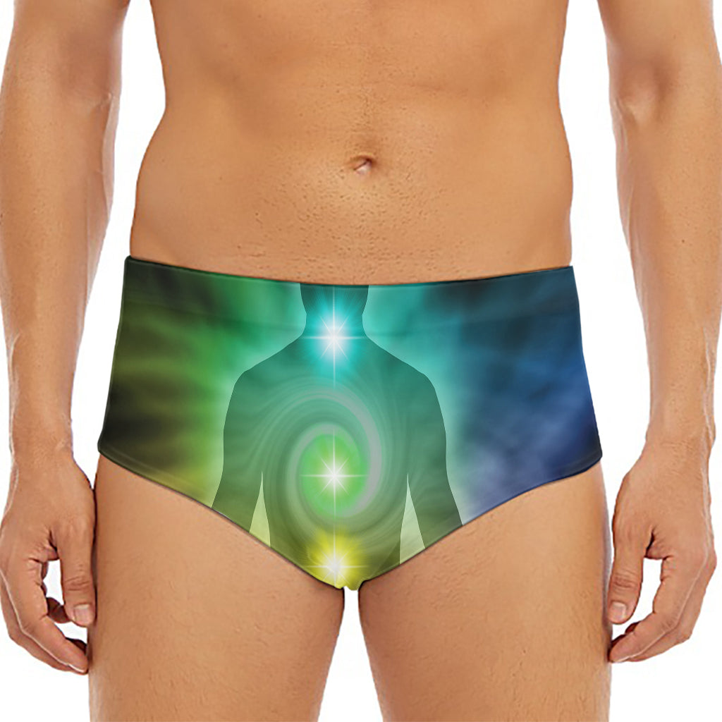 Colorful Chakras Aura Print Men's Triangle Swim Briefs