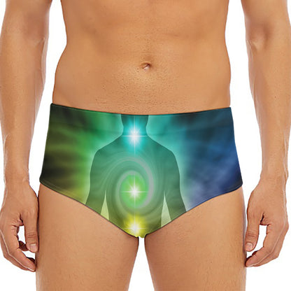 Colorful Chakras Aura Print Men's Triangle Swim Briefs