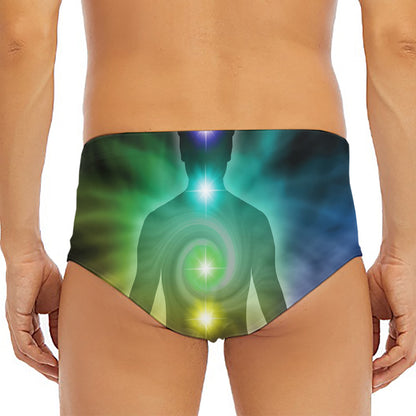 Colorful Chakras Aura Print Men's Triangle Swim Briefs