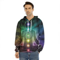 Colorful Chakras Aura Print Men's Velvet Pullover Hoodie