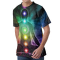 Colorful Chakras Aura Print Men's Velvet T-Shirt