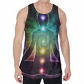 Colorful Chakras Aura Print Men's Velvet Tank Top