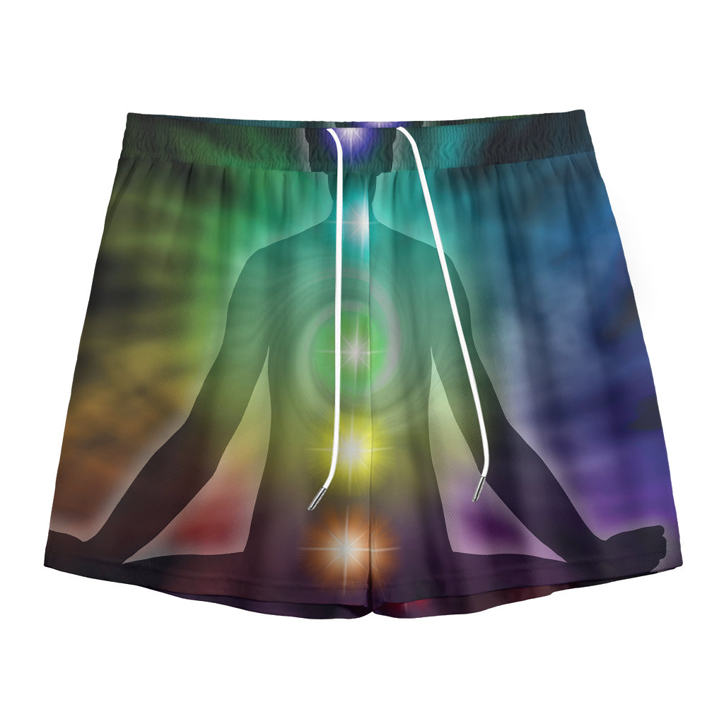Colorful Chakras Aura Print Mesh Shorts