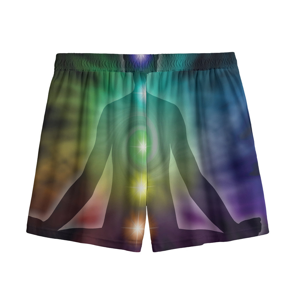 Colorful Chakras Aura Print Mesh Shorts