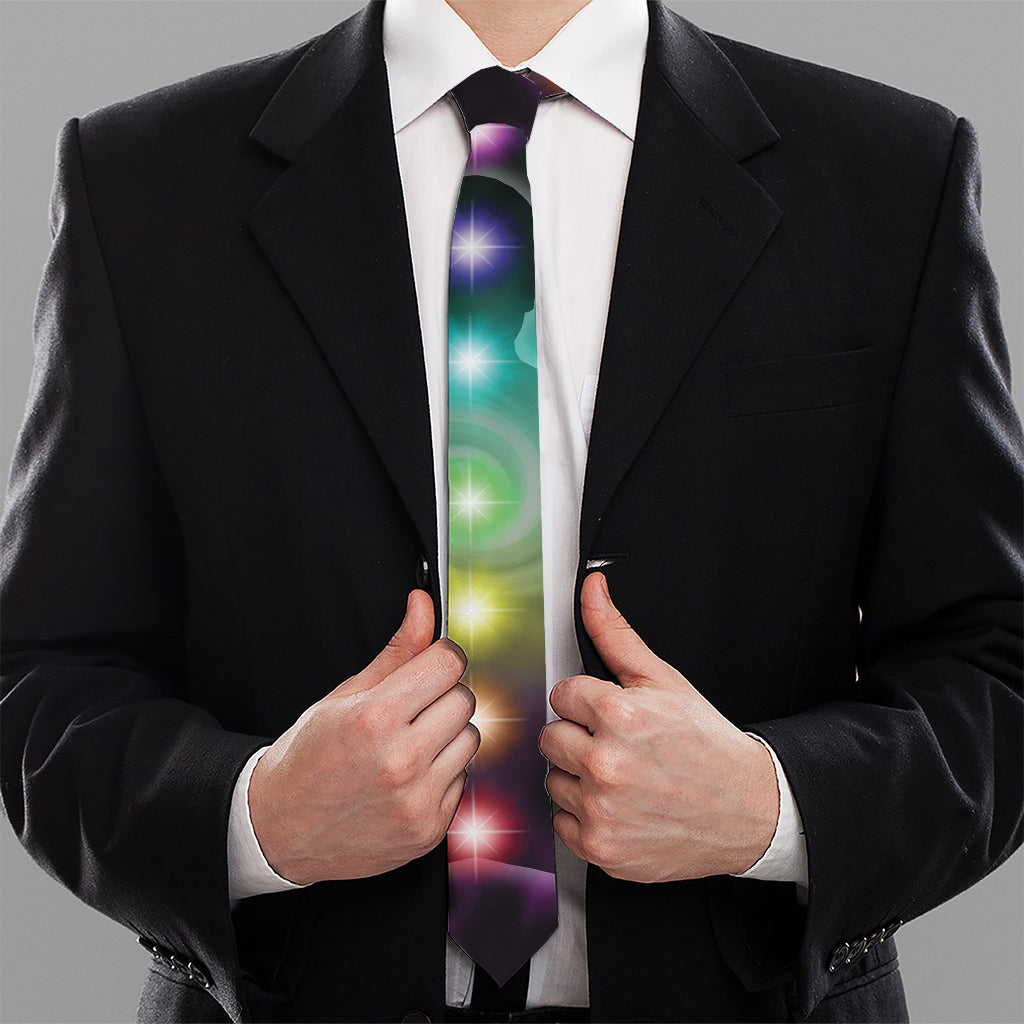 Colorful Chakras Aura Print Necktie
