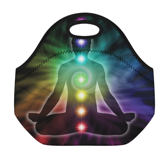 Colorful Chakras Aura Print Neoprene Lunch Bag