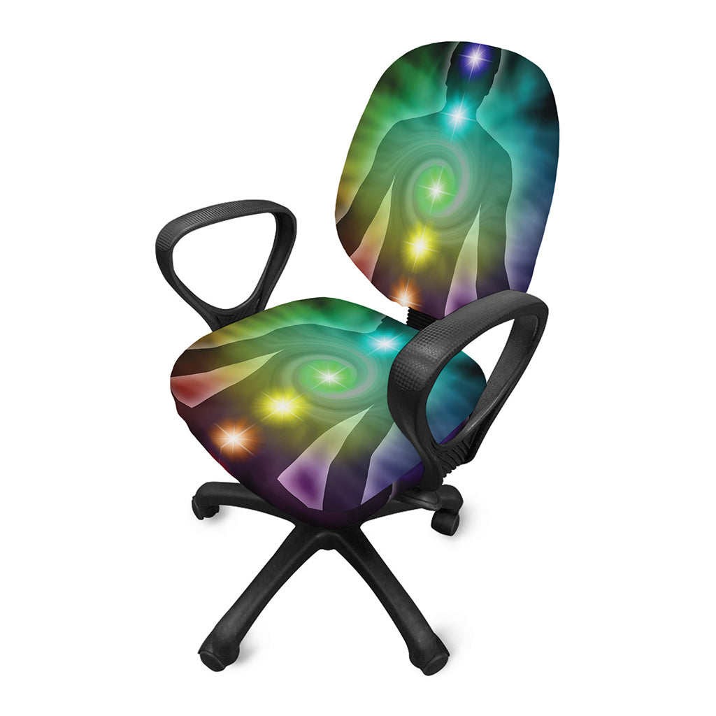 Colorful Chakras Aura Print Office Chair Cover