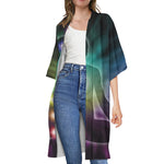 Colorful Chakras Aura Print Open Front Beach Cover Up