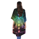 Colorful Chakras Aura Print Open Front Beach Cover Up