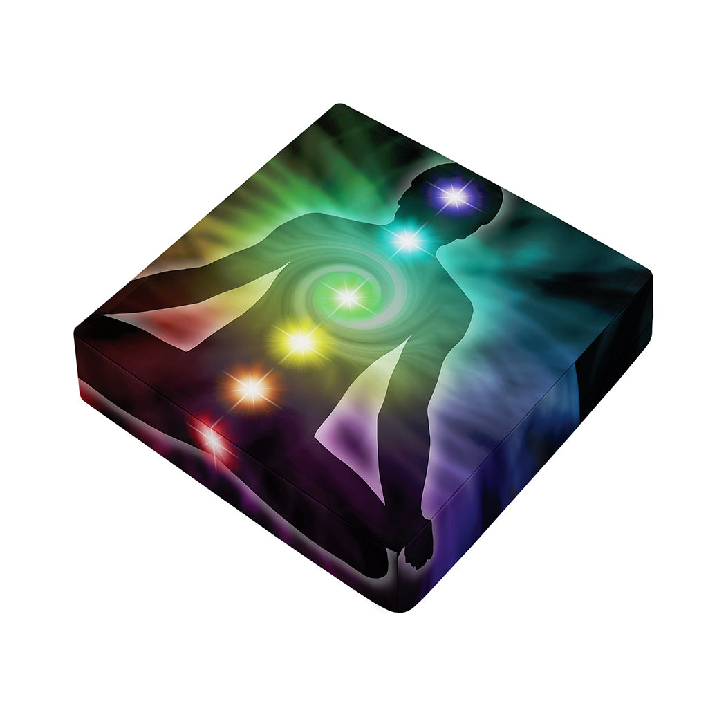 Colorful Chakras Aura Print Outdoor Seat Cushion Cover