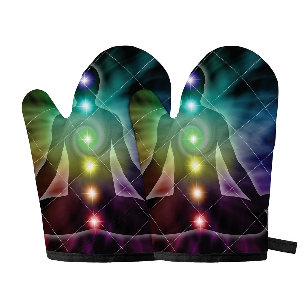 Colorful Chakras Aura Print Oven Mitts