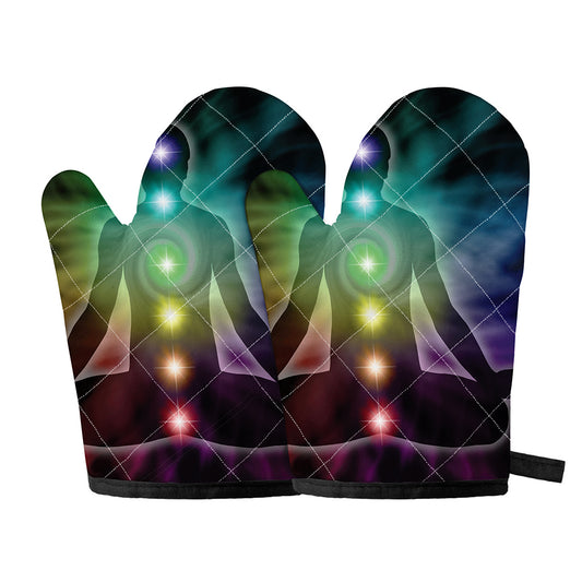 Colorful Chakras Aura Print Oven Mitts