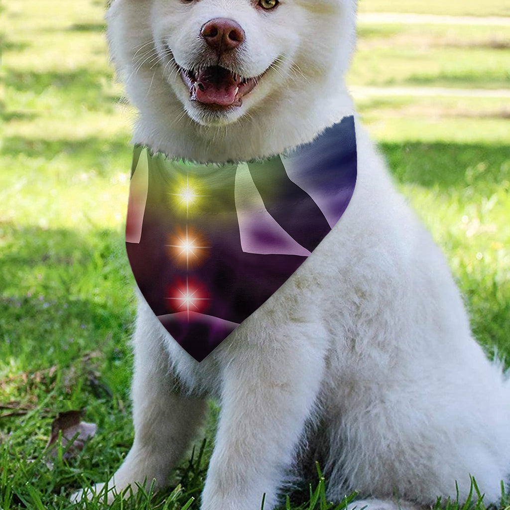 Colorful Chakras Aura Print Over The Collar Dog Bandana