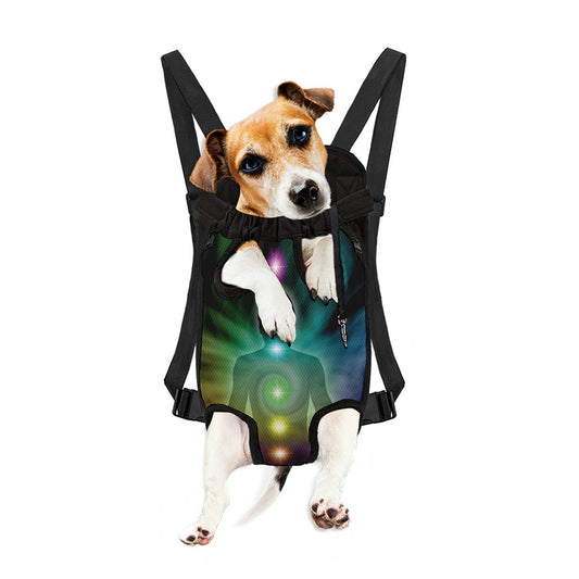 Colorful Chakras Aura Print Pet Carrier Backpack
