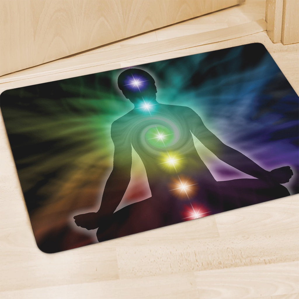Colorful Chakras Aura Print Polyester Doormat