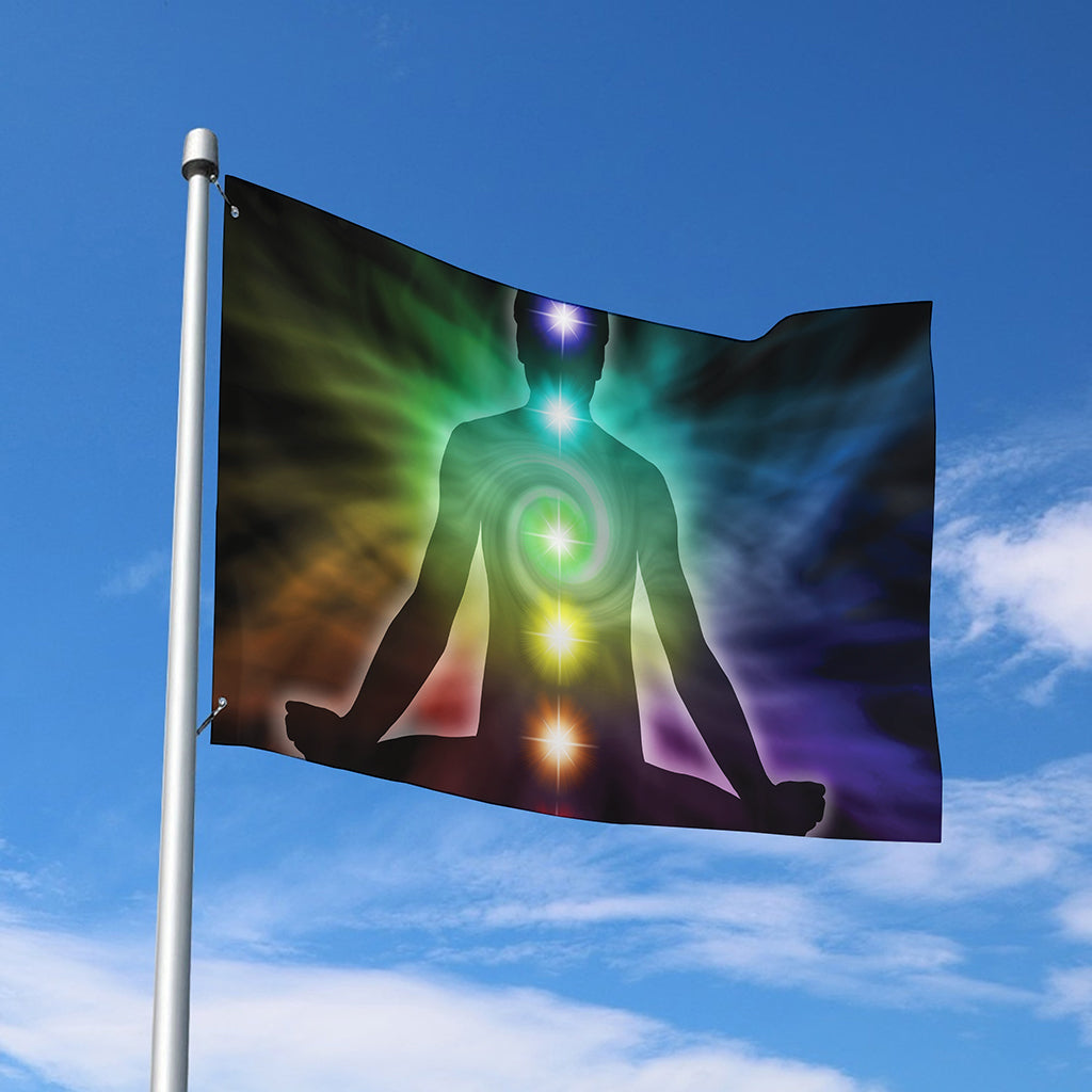 Colorful Chakras Aura Print Polyester Flag