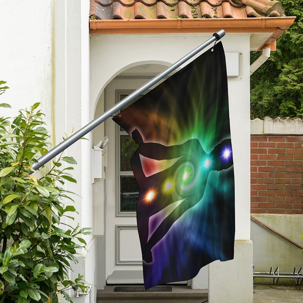 Colorful Chakras Aura Print Polyester Flag