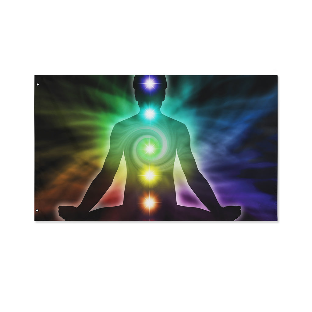 Colorful Chakras Aura Print Polyester Flag