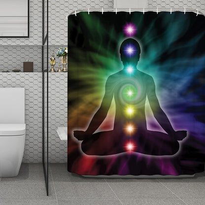 Colorful Chakras Aura Print Polyester Shower Curtain
