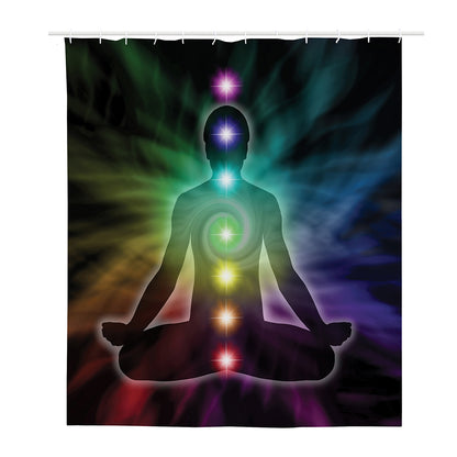 Colorful Chakras Aura Print Polyester Shower Curtain