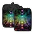 Colorful Chakras Aura Print Pot Holders With Pocket