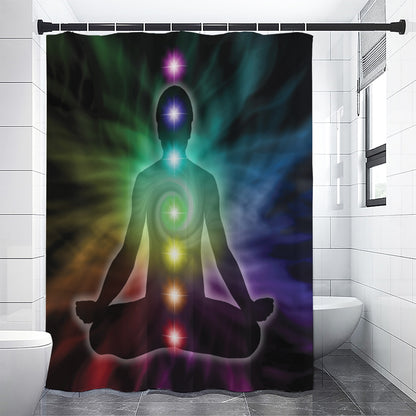 Colorful Chakras Aura Print Premium Shower Curtain