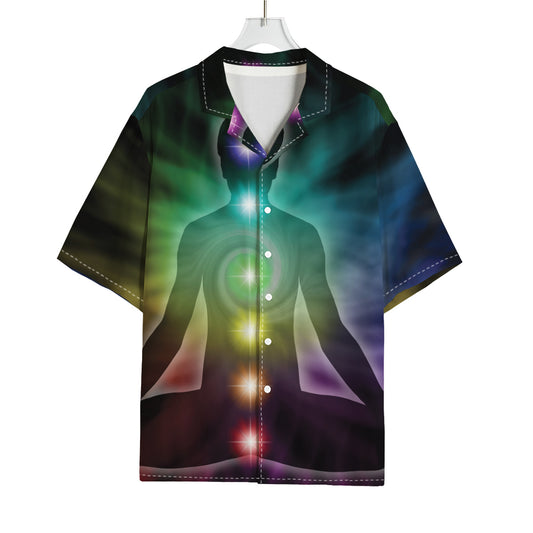 Colorful Chakras Aura Print Rayon Hawaiian Shirt