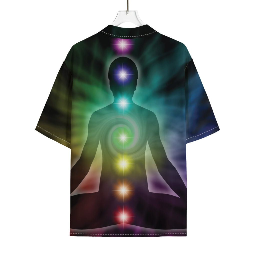 Colorful Chakras Aura Print Rayon Hawaiian Shirt