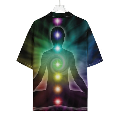 Colorful Chakras Aura Print Rayon Hawaiian Shirt