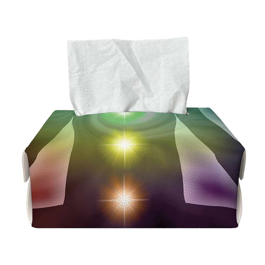 Colorful Chakras Aura Print Rectangle Tissue Box Cover