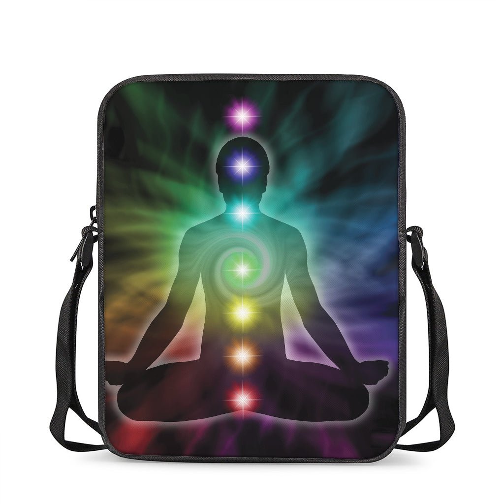 Colorful Chakras Aura Print Rectangular Crossbody Bag