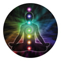 Colorful Chakras Aura Print Round Blanket