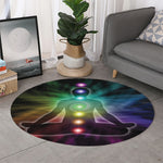 Colorful Chakras Aura Print Round Rug