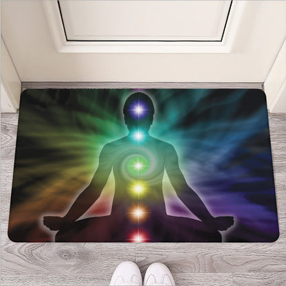 Colorful Chakras Aura Print Rubber Doormat