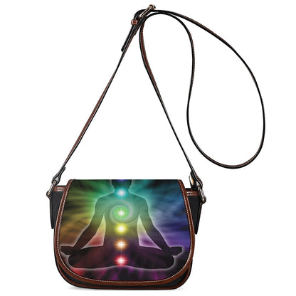 Colorful Chakras Aura Print Saddle Bag