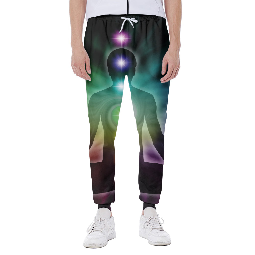Colorful Chakras Aura Print Scuba Joggers