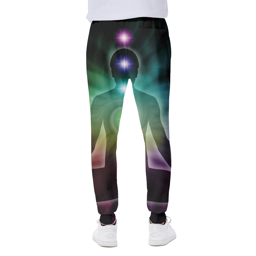 Colorful Chakras Aura Print Scuba Joggers