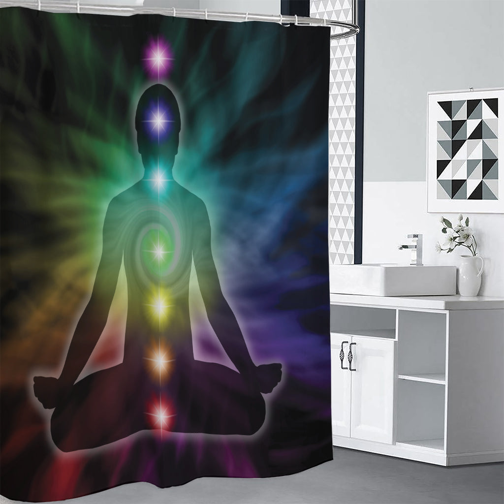Colorful Chakras Aura Print Shower Curtain