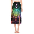 Colorful Chakras Aura Print Side Slit Midi Skirt