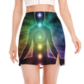 Colorful Chakras Aura Print Side Slit Mini Skirt