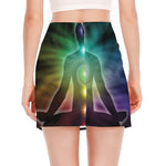 Colorful Chakras Aura Print Side Slit Mini Skirt