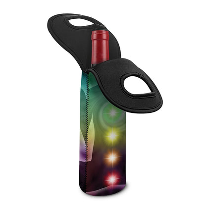 Colorful Chakras Aura Print Single Neoprene Wine Tote