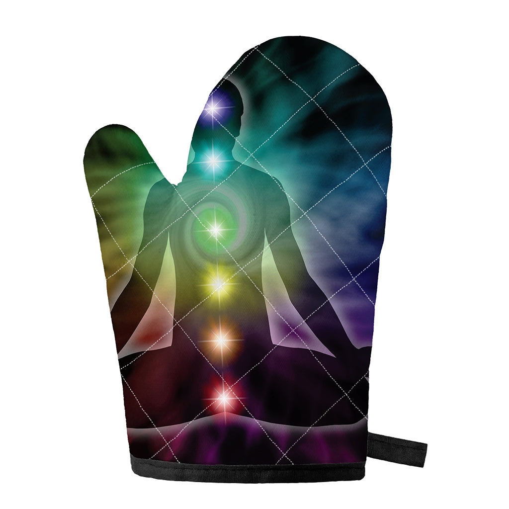 Colorful Chakras Aura Print Single Oven Mitt