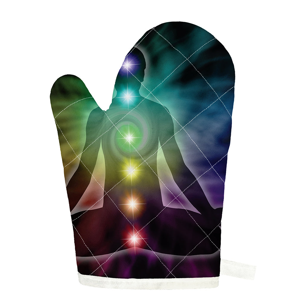 Colorful Chakras Aura Print Single Oven Mitt