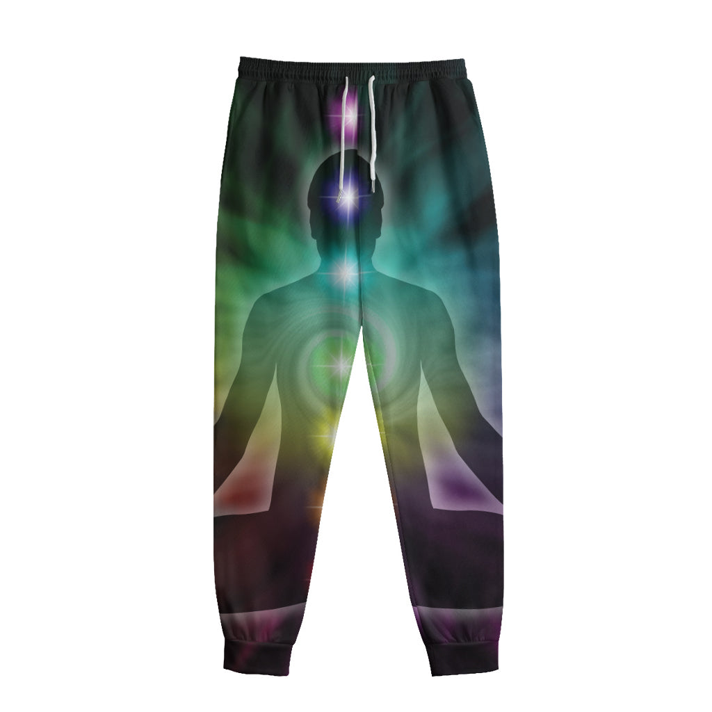 Colorful Chakras Aura Print Sweatpants