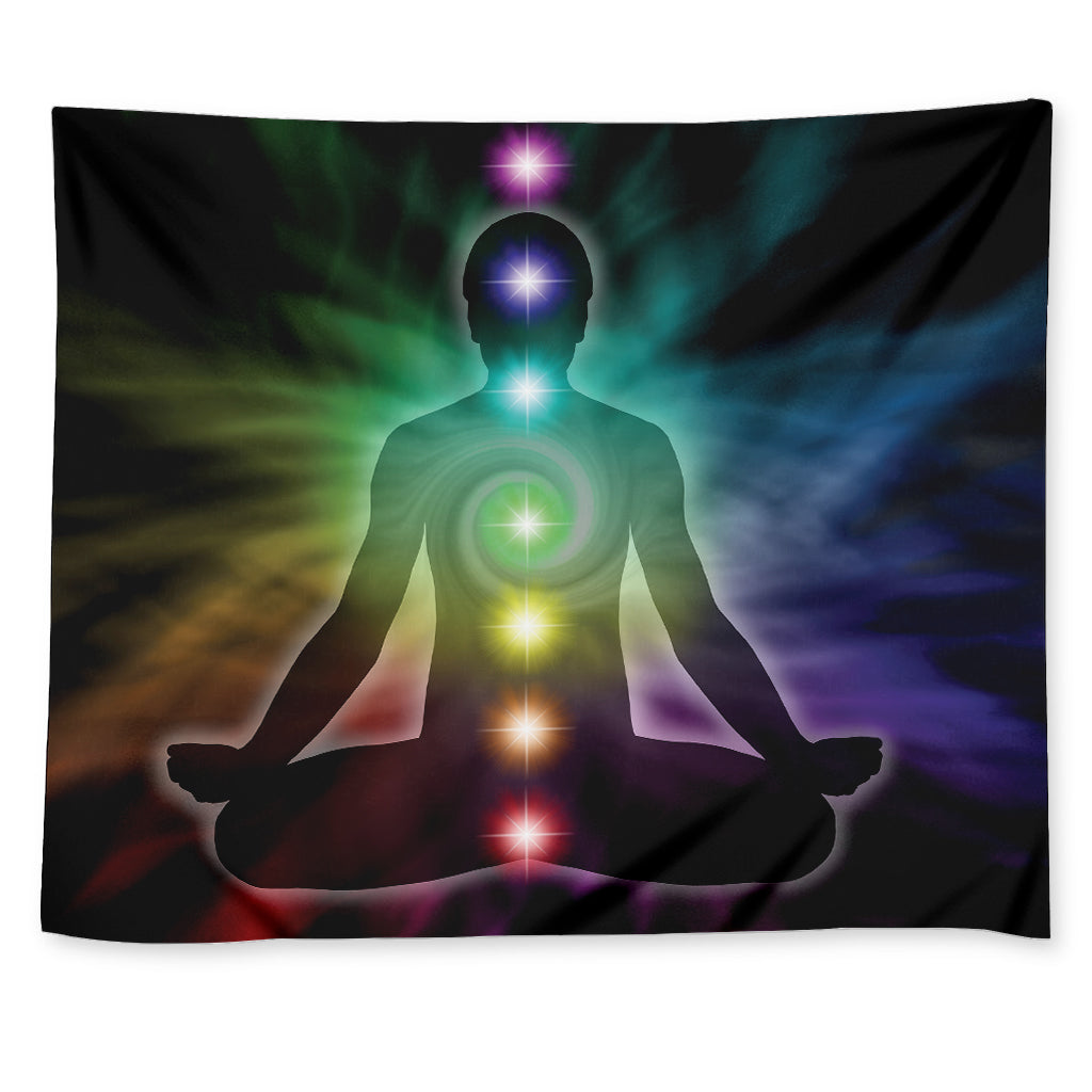 Colorful Chakras Aura Print Tapestry
