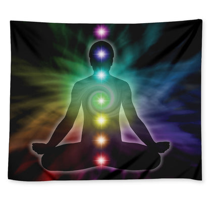 Colorful Chakras Aura Print Tapestry