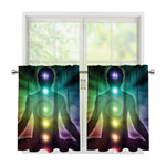 Colorful Chakras Aura Print Tier Curtains