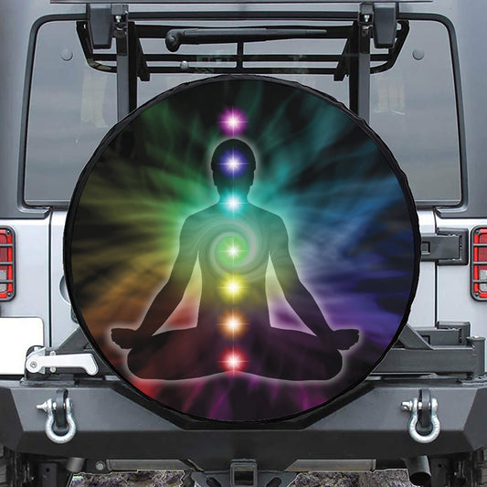 Colorful Chakras Aura Print Tire Cover