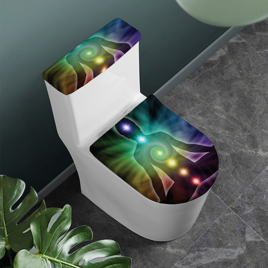 Colorful Chakras Aura Print Toilet Lid And Tank Cover Set